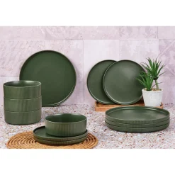 Service Les Essentiels Scandi vert olive - 12 Pièces