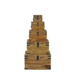 Set de 5 coffres Manguier Taba Marron - 60x45x36 cm