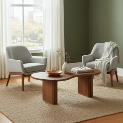 Set de 2 tables basses ovales Acacia Arad Marron - 110x60x40 cm et 110x60x35 cm