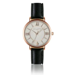 Set Montre Femme 2 Bracelets Petite Classique en Acier & Cuir rose doré/noir