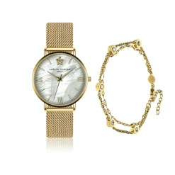 Set Montre Femme & Bracelet Pearl of the Sea en Acier doré