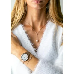 Set Montre Femme & Bracelet Petite Classique en Acier rose doré