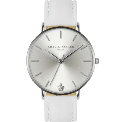Set Montre Femme 2 Bracelets Capsule en Acier & Cuir argenté/blanc