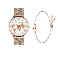 Set Montre Femme & Bracelet Vacation en Acier rose doré
