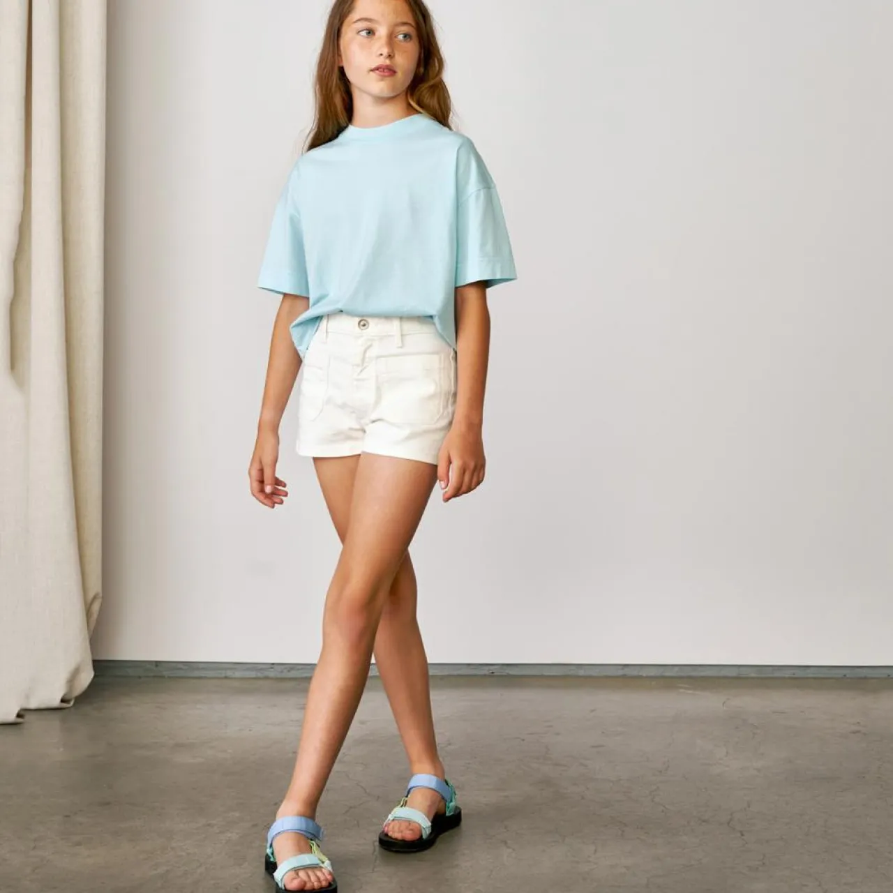 Short en jean Preppy en Coton écru