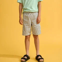 Short Printer rayé beige