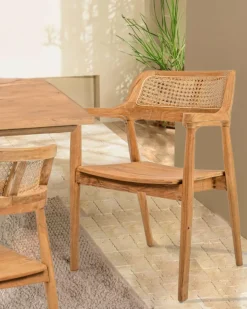 Sienne - Chaise en teck avec détail rotin