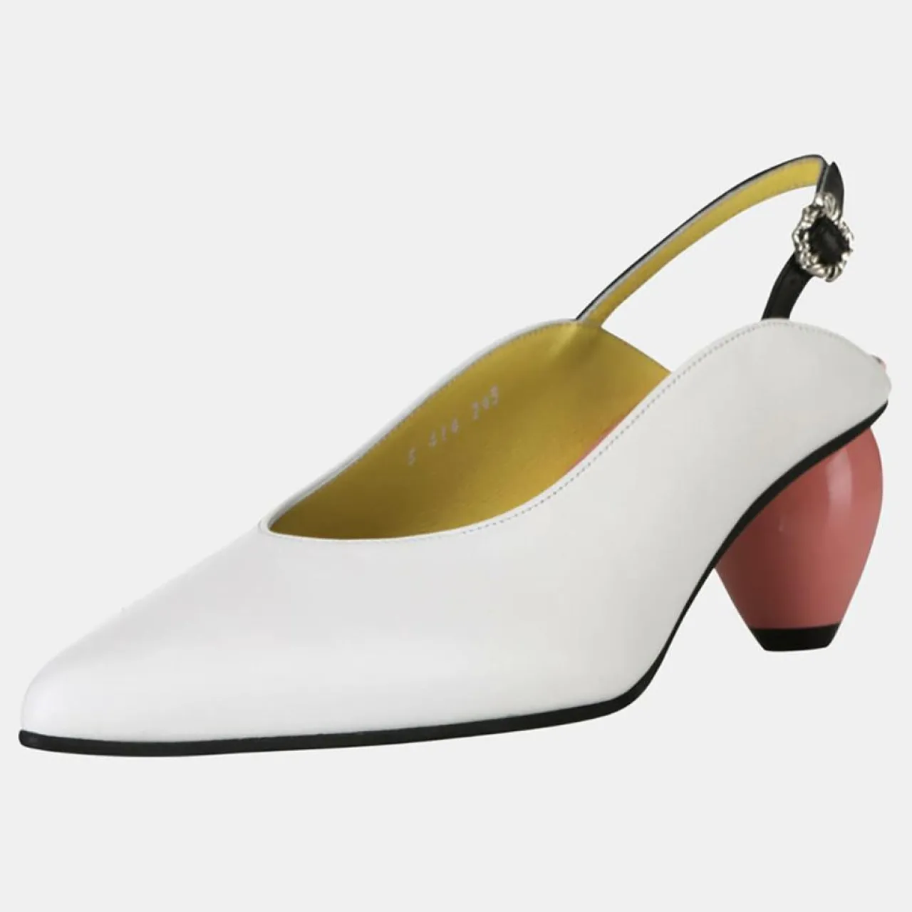 Slingback en Cuir Slide blanc/rose - Talon 6 cm