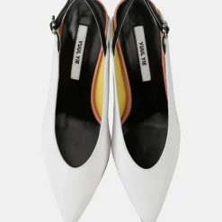 Slingback en Cuir Slide blanc/rose - Talon 6 cm