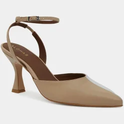 Slingbacks en Cuir Cinderella beiges - Talon 7,5 cm