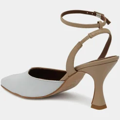 Slingbacks en Cuir Cinderella beiges - Talon 7,5 cm