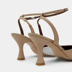 Slingbacks en Cuir Cinderella beiges - Talon 7,5 cm