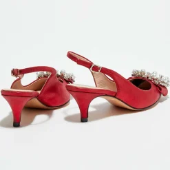 Slingbacks en Cuir métallisé Milia rouges - Talon 6 cm