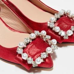 Slingbacks en Cuir métallisé Milia rouges - Talon 6 cm