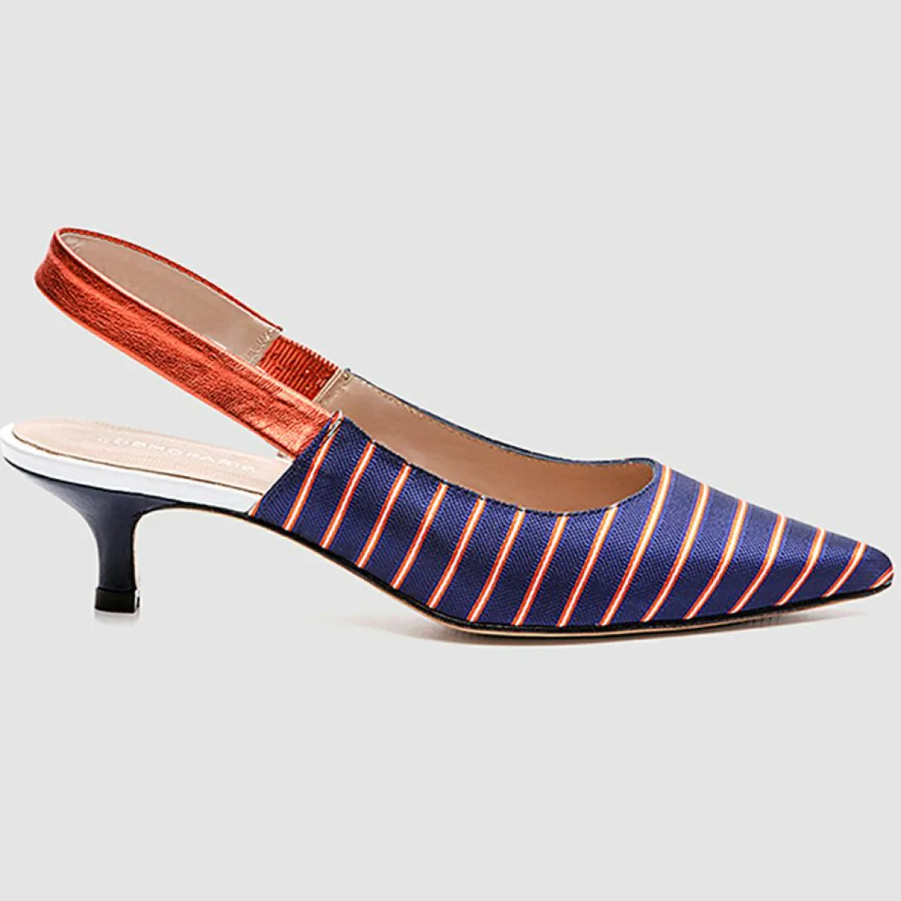 Slingbacks Moba rayé marine/orange - Talon 5 cm