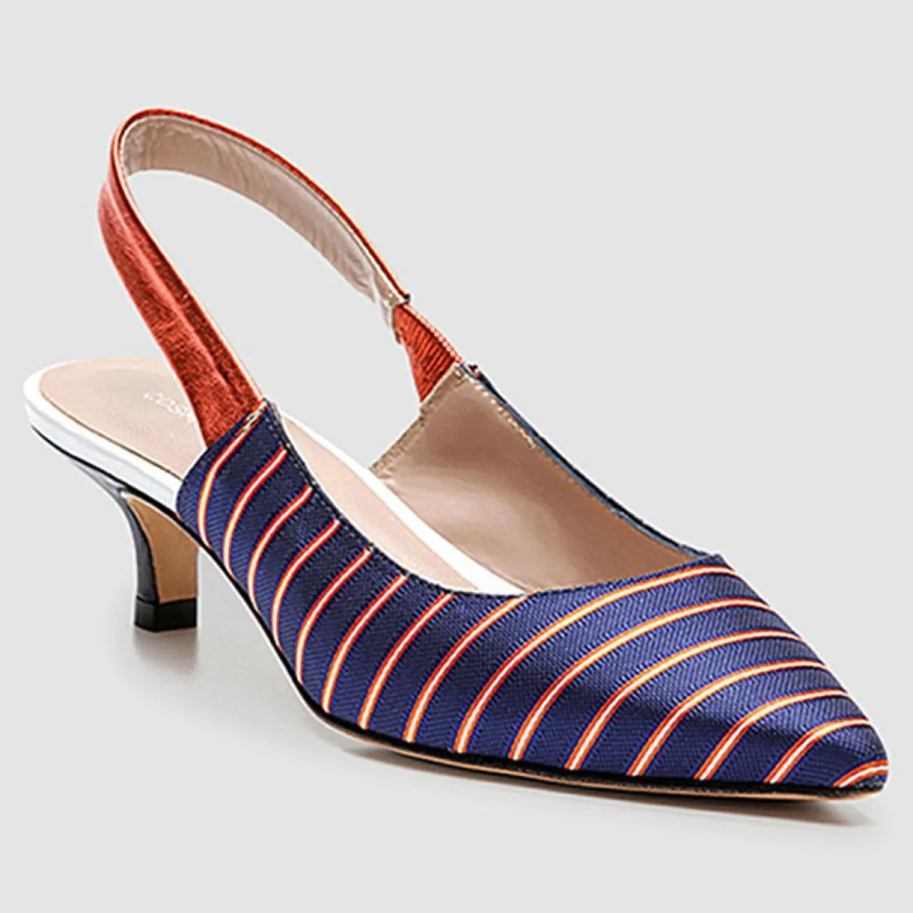 Slingbacks Moba rayé marine/orange - Talon 5 cm