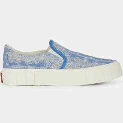 Slip On en Coton Bio Juno bleu/blanc