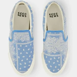 Slip On en Coton Bio Juno bleu/blanc