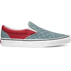 Slip-On en Velours de Cuir & Toile Classic gris/rouge