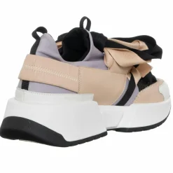 Sneakers en Cuir & Toile Lorena lilas/rose/noir - Plateforme 5 cm