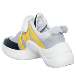 Sneakers en Cuir Bianca blanc/gris/noir/jaune - Talon 5 cm