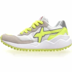 Sneakers en Cuir Wolf blanc/jaune fluo