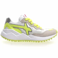Sneakers en Cuir Wolf blanc/jaune fluo