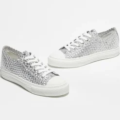 Sneakers en Cuir Wova Low-Top argentées