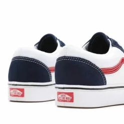 Sneakers en Toile & Velours de Cuir Tri-Tone ComfyCush Old Skool blanc/bleu/rouge