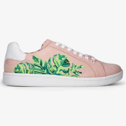 Sneakers en Velours de Cuir Faleaf roses