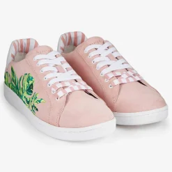 Sneakers en Velours de Cuir Faleaf roses