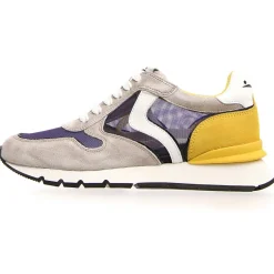 Sneakers en Velours de Cuir Julia gris/moutarde