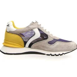 Sneakers en Velours de Cuir Julia gris/moutarde