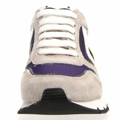 Sneakers en Velours de Cuir Julia gris/moutarde