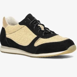 Sneakers en Velours de Cuir biamtières Lyman noir/paille