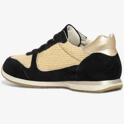 Sneakers en Velours de Cuir biamtières Lyman noir/paille