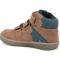 Sneakers fourrées en Velours de Cuir Lohan camel/bleu