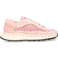 Sneakers macramé blanc/rose