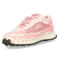 Sneakers macramé blanc/rose