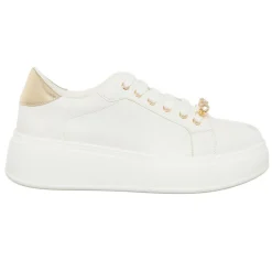 Sneakers Noa écru/doré - Plateforme 5 cm