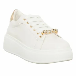 Sneakers Noa écru/doré - Plateforme 5 cm