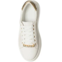 Sneakers Noa écru/doré - Plateforme 5 cm