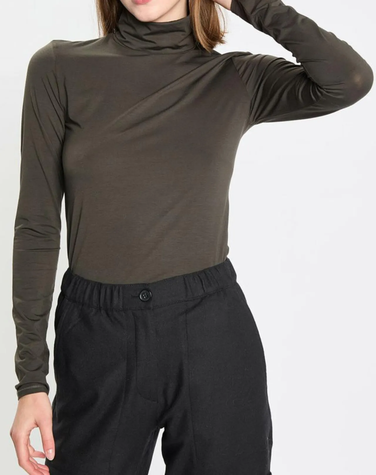 Sous pull en Coton mélangé Manches longues kaki