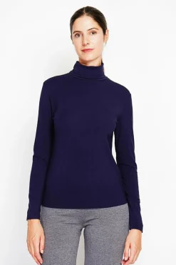 Sous-pull en Soie mélangée bleu nuit