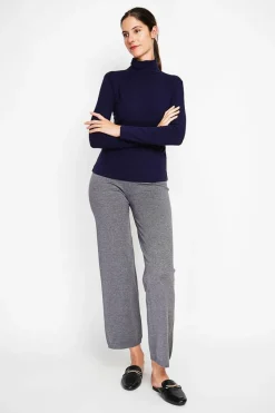 Sous-pull en Soie mélangée bleu nuit