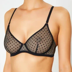 Soutien-gorge avec armatures en Soie mélangée Rendez-vous noir