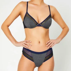 Soutien-gorge avec armatures Sporty gris/bleu marine