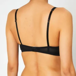 Soutien-gorge avec armatures en Soie mélangée Flock noir