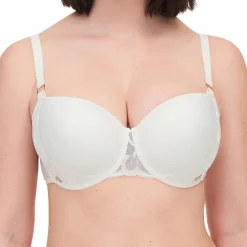 Soutien-gorge Coque Corbeille Memory Fleurs ivoire/doré