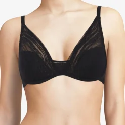 Soutien-gorge plongeant Likeness noir/doré
